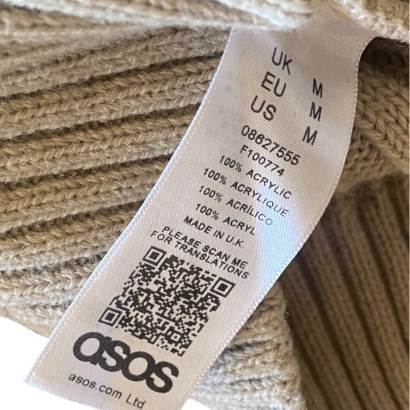 ASOS Cable Knit Turtleneck Cardigan Medium Tan Chunky Minimalist Cottage… - Picture 6 of 12